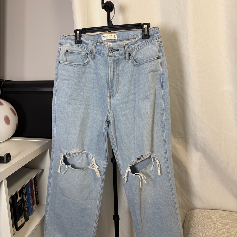 Abercrombie & Fitch Light Blue Ripped Boyfriend Jeans